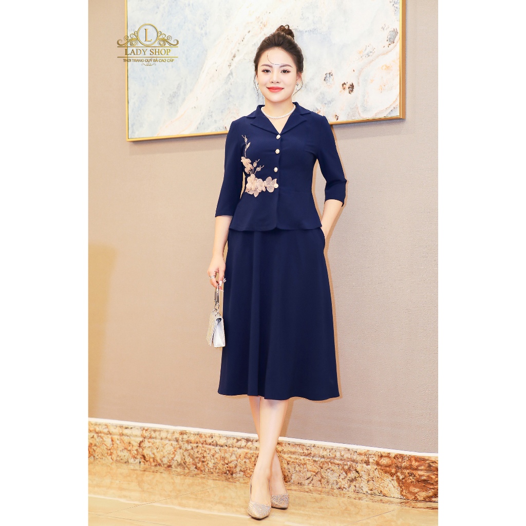 Set áo peblum + chân váy mango Ladyshop thời trang trung niên cao cấp T219
