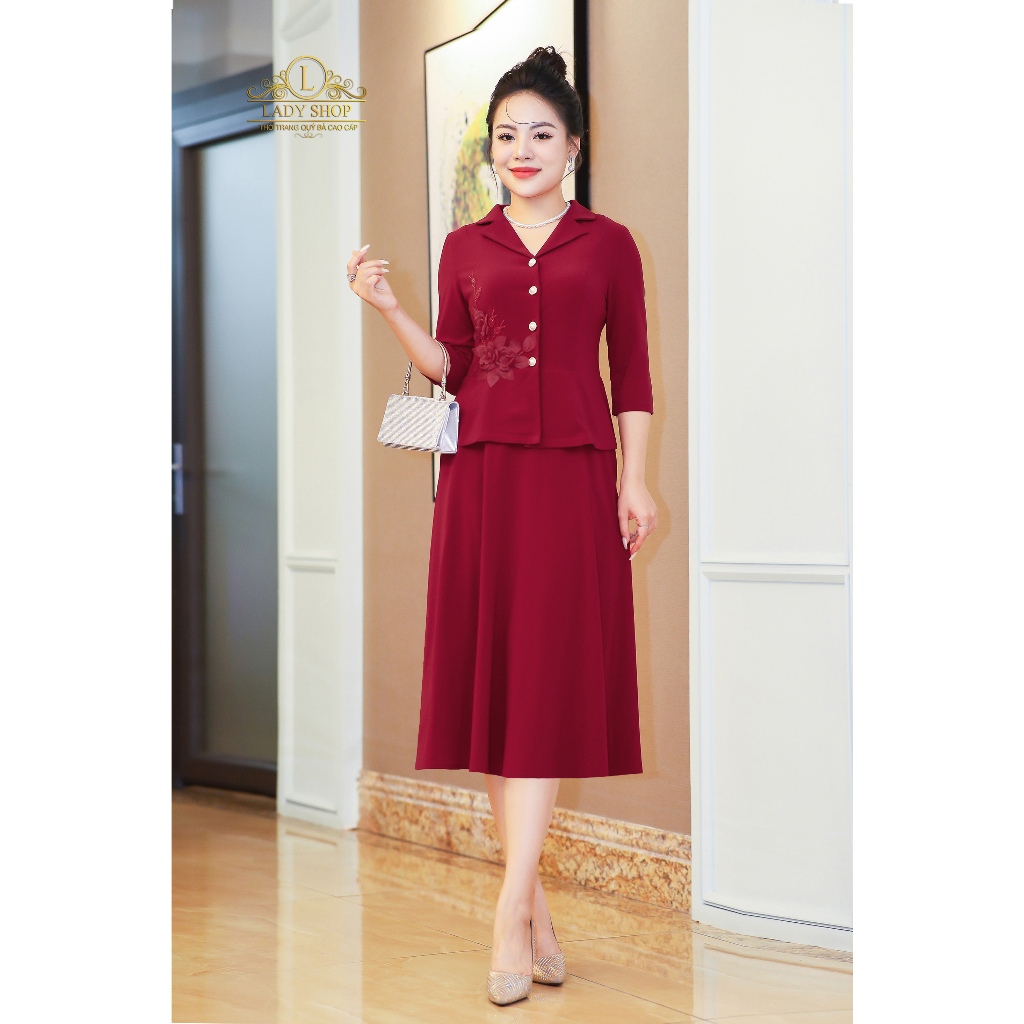 Set áo peblum + chân váy mango Ladyshop thời trang trung niên cao cấp T219