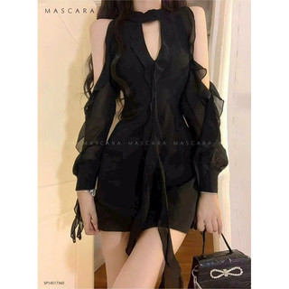 Đầm váy nữ thời trang đi chơi xinh xắn chất vải Thun QC phối voan bèo tay dài kiểu y hình
