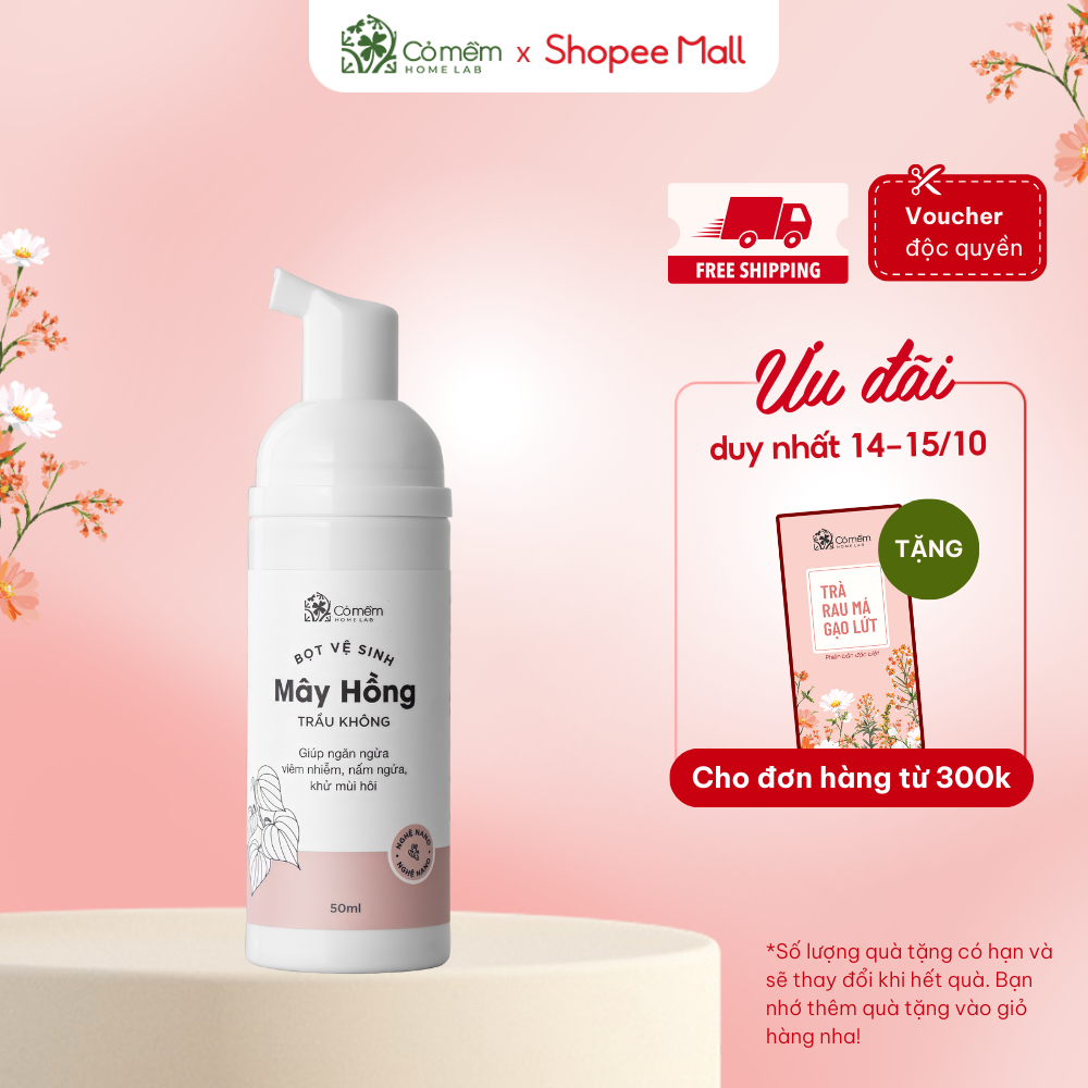 [MINI SIZE] Bọt Vệ Sinh Phụ Nữ Mây Hồng Tinh Chất Trầu Không Cỏ Mềm 50ml