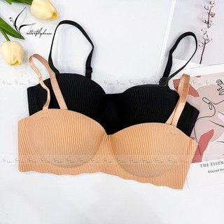 Combo 2 áo ngực su kẻ sọc cúp ngang đệm bàn tay - áo lót nữ không gọng nâng ngực butterfly house