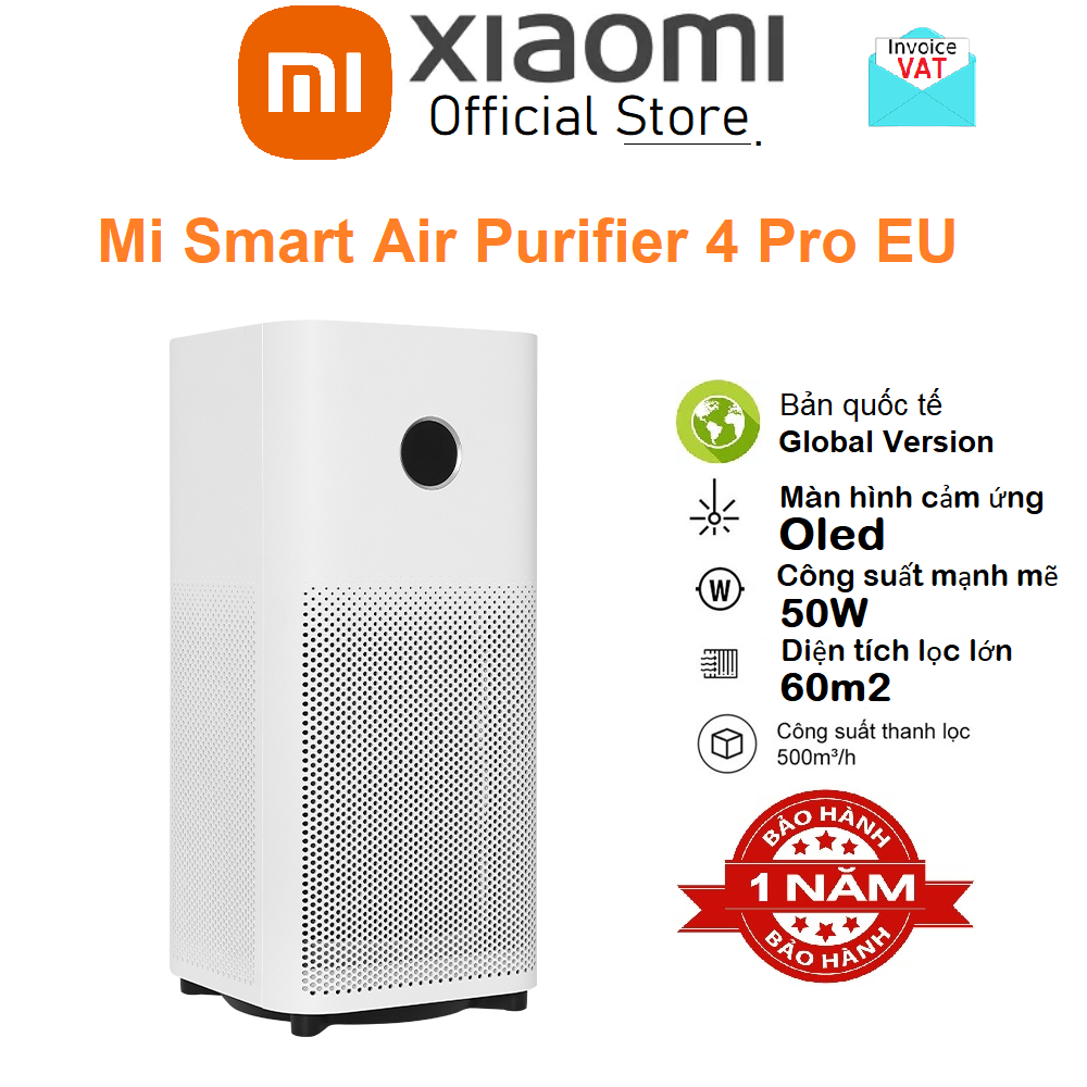 Máy lọc không khí Xiaomi Smart Air Purifier 4 Pro EU, Diện tích lọc 35-60m2, Bản quốc tế -  BHR5056EU