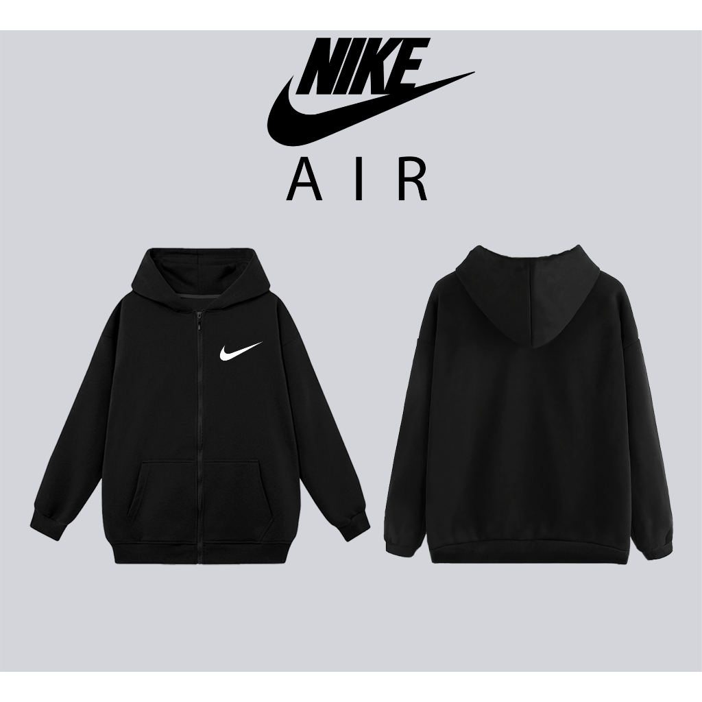Áo khoác hoodie nike nam nữ mũ 2 lớp nỉ bông cotton dày dặn kéo zip form rộng unisex basic chính hãng