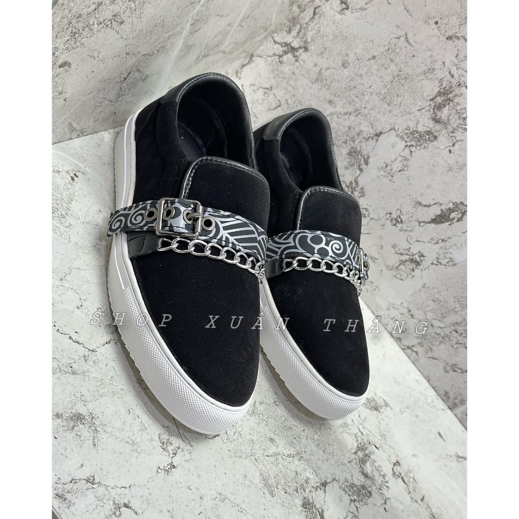 Giầy lười sục Slipon Amiri phối đai xích - quai nhung bản đẹp mới hot trend 2023