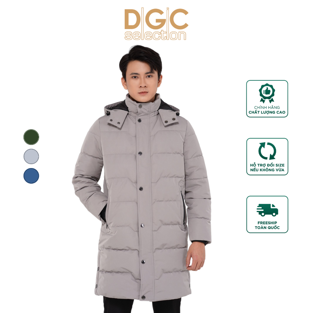 Áo khoác phao Nam dáng dài 3 lớp cản gió chống thấm nước, siêu nhẹ DGC - WAJKBB08M