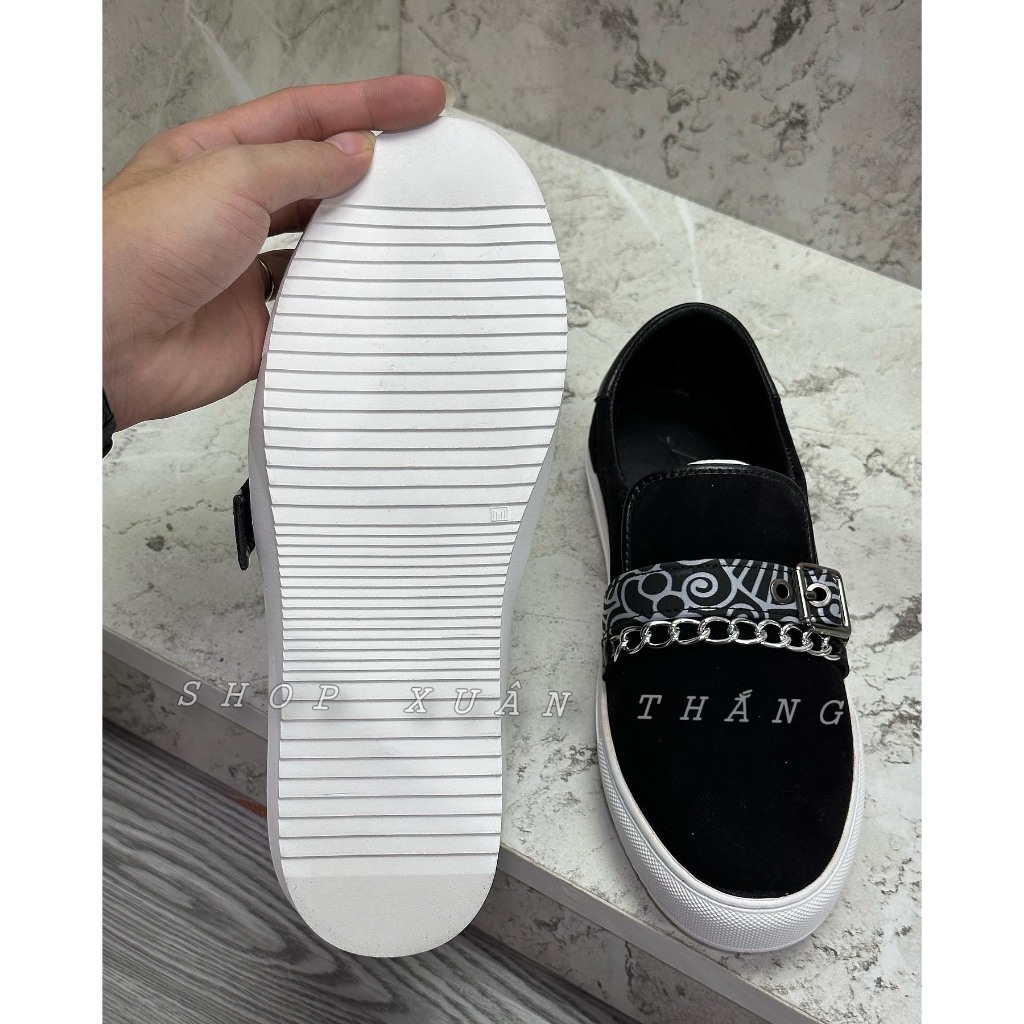 Giầy lười sục Slipon Amiri phối đai xích - quai nhung bản đẹp mới hot trend 2023