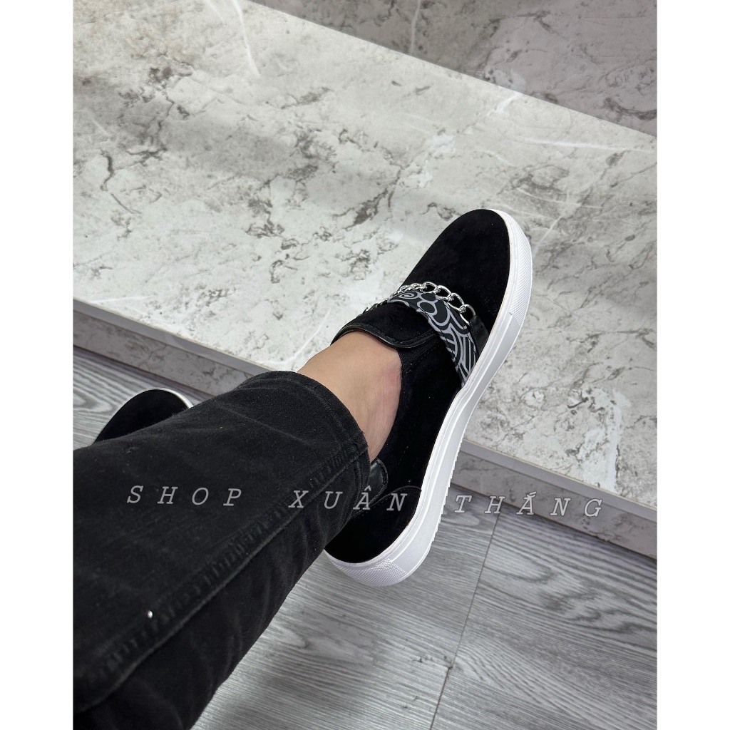 Giầy lười sục Slipon Amiri phối đai xích - quai nhung bản đẹp mới hot trend 2023