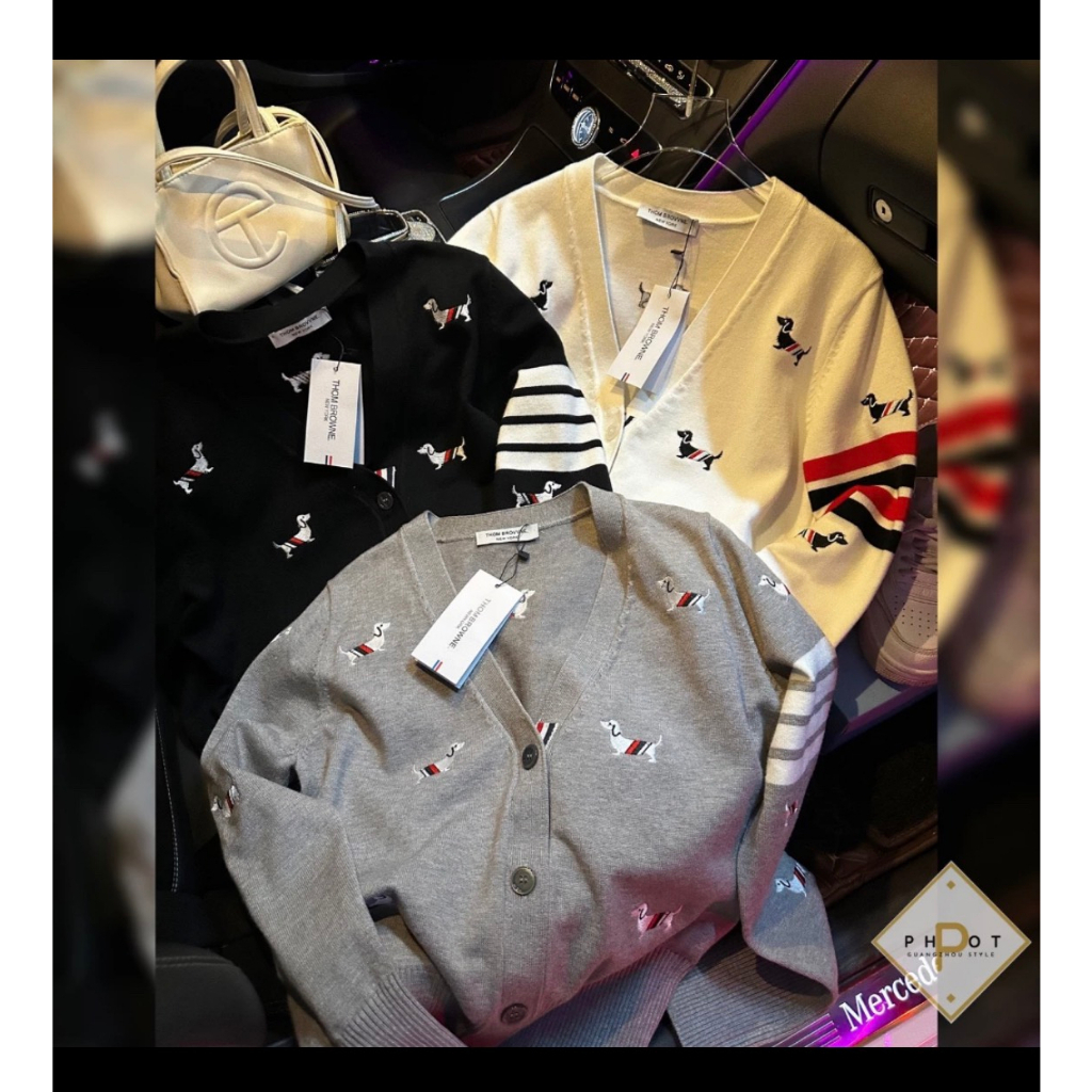 Áo Cardigan Thome 4 sọc Thêu Hình Con Chó Cực Đẹp-Áo Cardigan 4 Sọc Thêu Chuẩn Form Cao Cấp Siêu Hot 2023