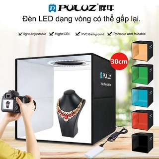 Hộp chụp sản phẩm 30x30 hộp chụp sản phẩm Puluz 2 dãy đèn led siêu sáng tặng kèm 6 nền Hạt đèn tròn