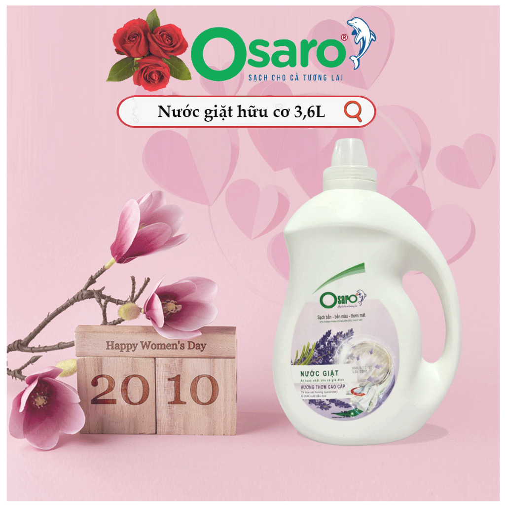 Nước giặt Osaro tinh dầu hoa oải hương thấm sâu hòa tan tốt an toàn cho da nhạy cảm 3.8kg