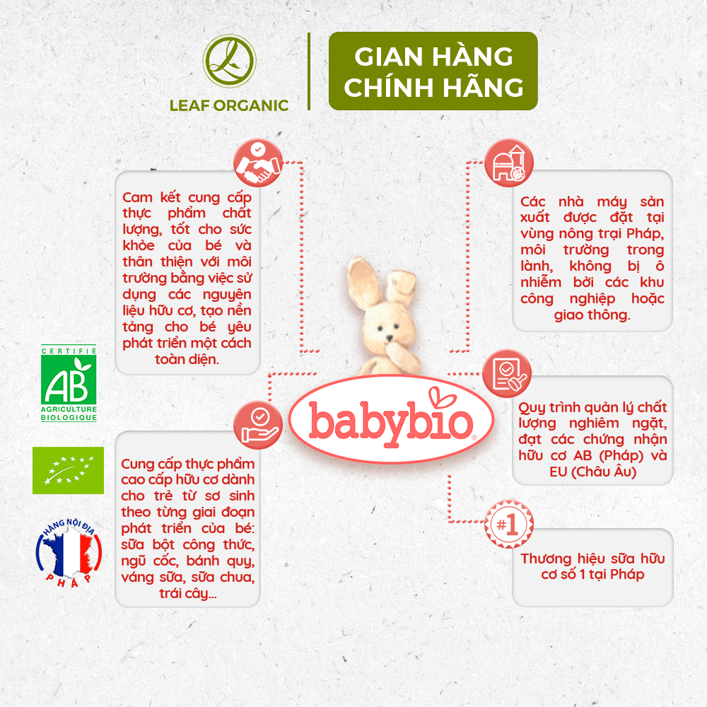 Sữa hữu cơ Babybio dành cho bé 0-36m 800g