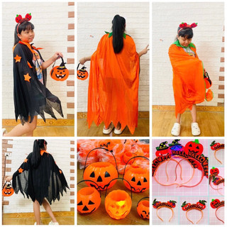 Bộ choàng bí ngô  kèm mặt nạ giỏ bí ngô bờm bí ngô / choàng bí ngô halloween