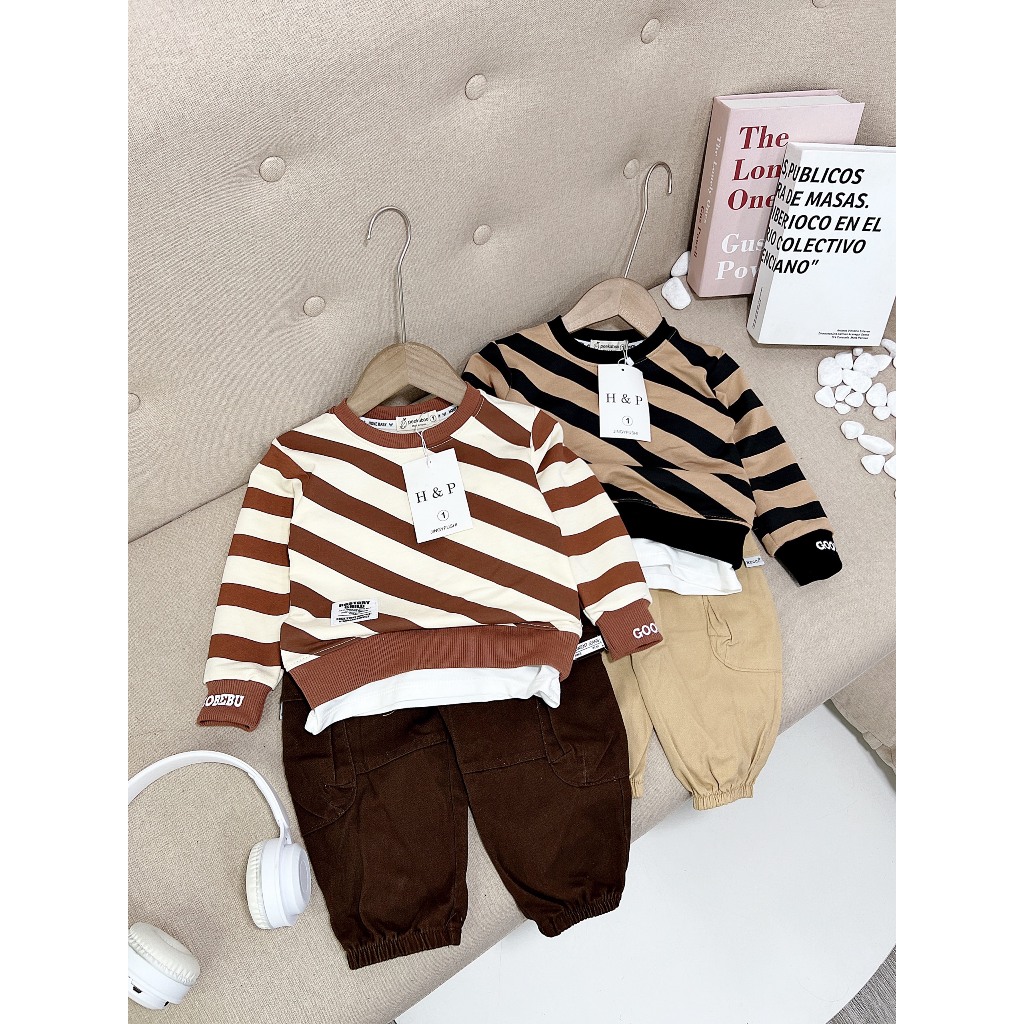 SALE 9195_Bộ thu đông 10-32kg áo chất da cá, quần ka ki, xịn xò họa tiết phối ngầu _thoitrangbeyeu J&B kids