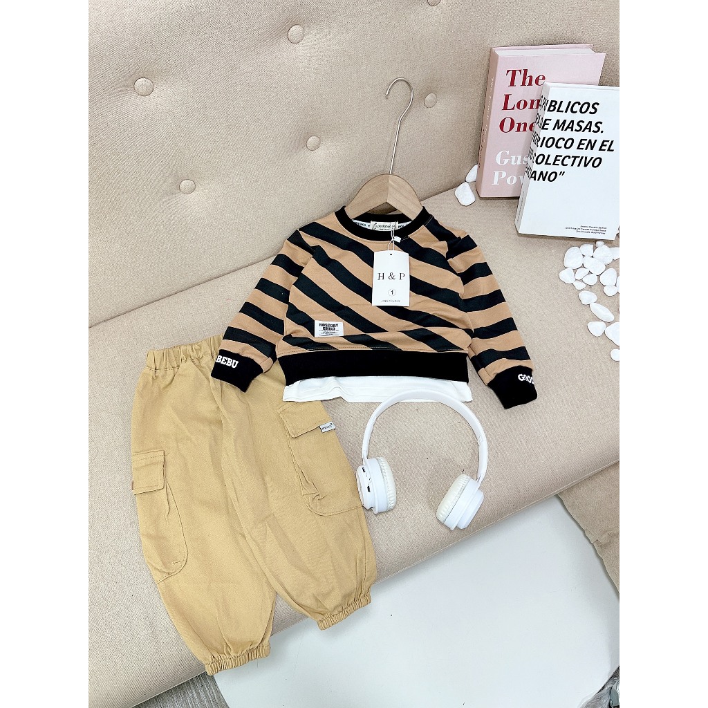 SALE 9195_Bộ thu đông 10-32kg áo chất da cá, quần ka ki, xịn xò họa tiết phối ngầu _thoitrangbeyeu J&B kids