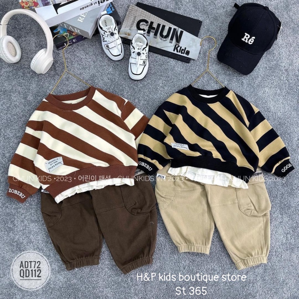 SALE 9195_Bộ thu đông 10-32kg áo chất da cá, quần ka ki, xịn xò họa tiết phối ngầu _thoitrangbeyeu J&B kids