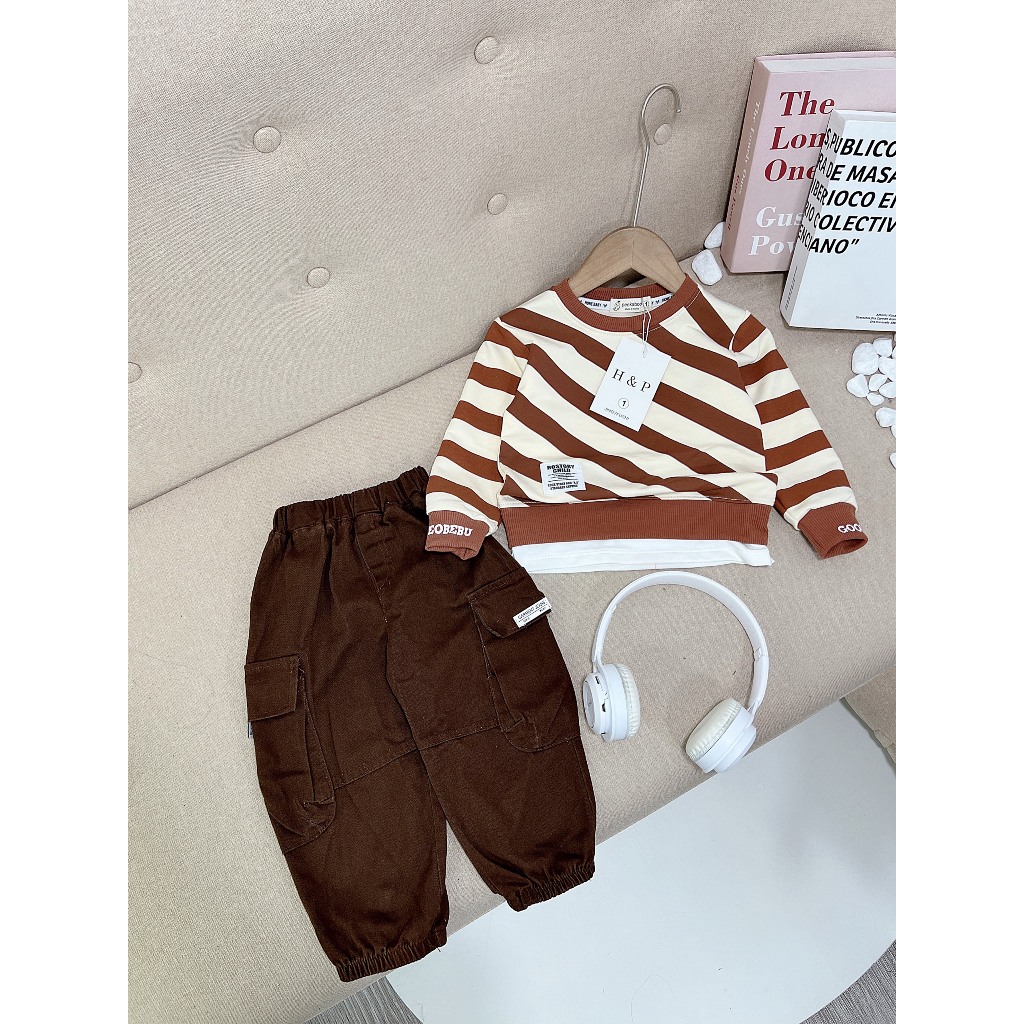 SALE 9195_Bộ thu đông 10-32kg áo chất da cá, quần ka ki, xịn xò họa tiết phối ngầu _thoitrangbeyeu J&B kids