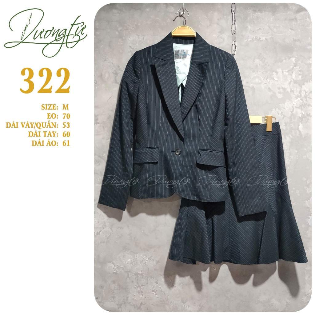 Full set áo vest/blazer + chân váy nữ 2hand