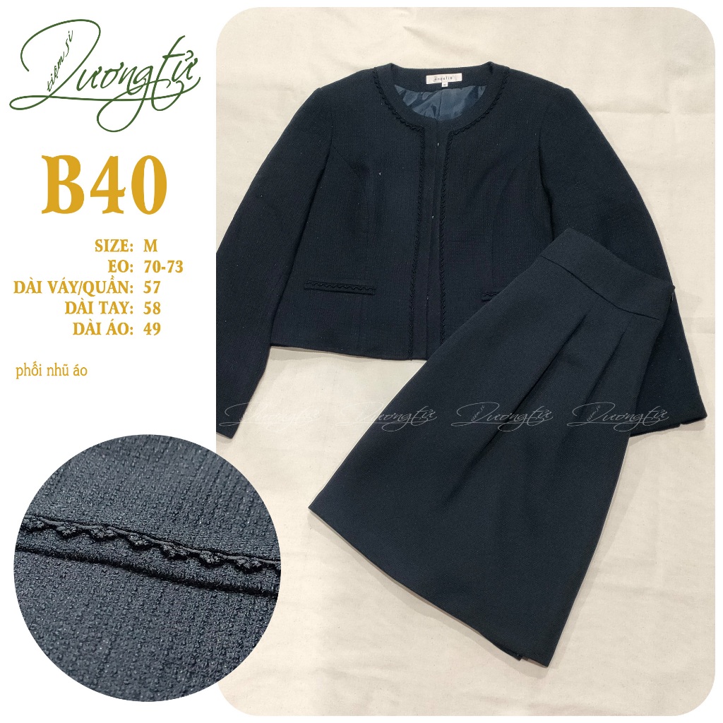 Full set áo vest/blazer + chân váy nữ 2hand