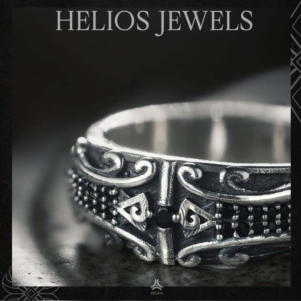 Nhẫn Bạc S925 NIBI Black Ring Helios Silver Original