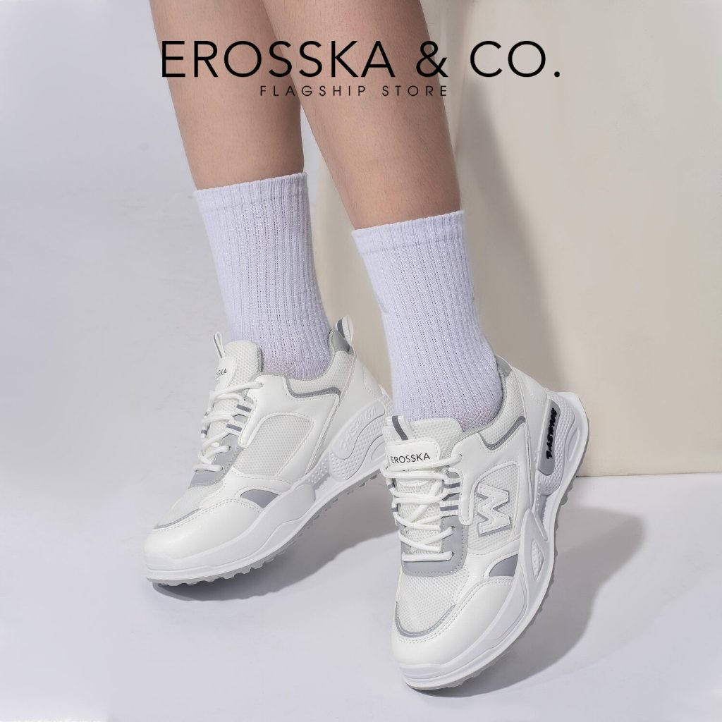 Erosska - Giày sneaker nữ kiểu dáng basic trẻ trung màu trắng phối xám - GS024