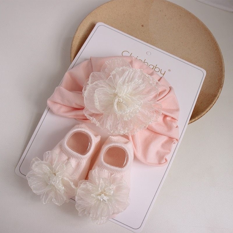 Set mũ turban+ tất thú cho bé sơ sinh từ 5-10kg