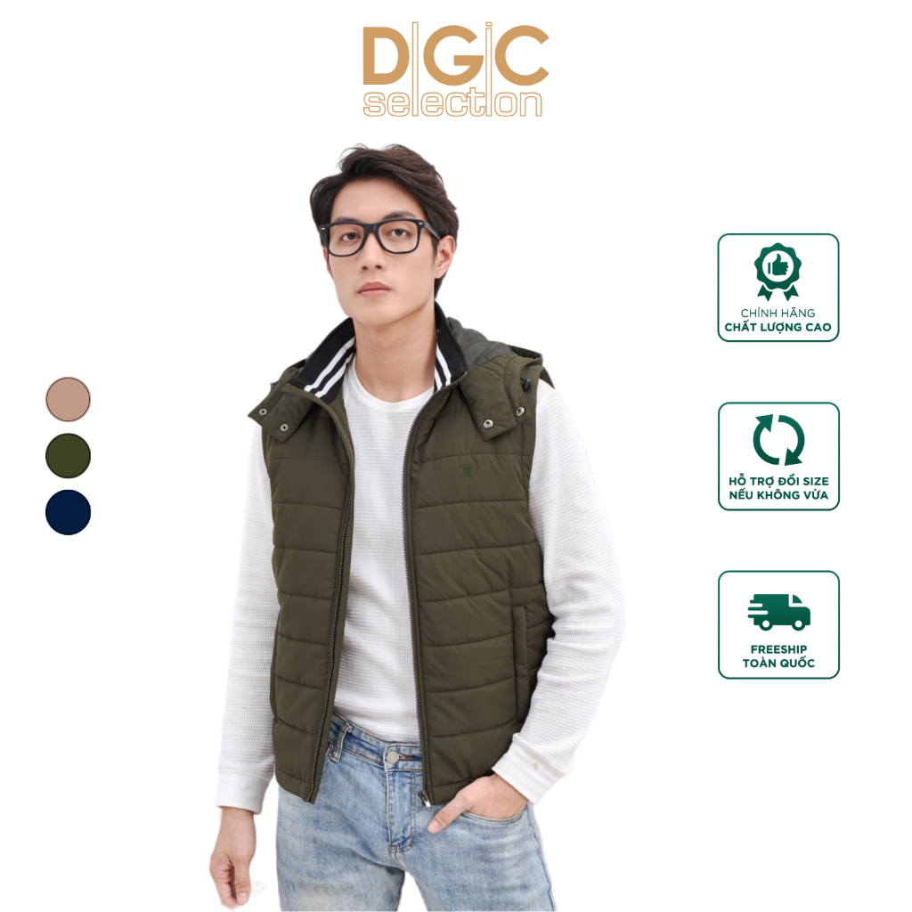 Áo khoác gile Nam 3 lớp mũ tháo rời vải Polyester cao cấp DGCs - WAJK2031M-S