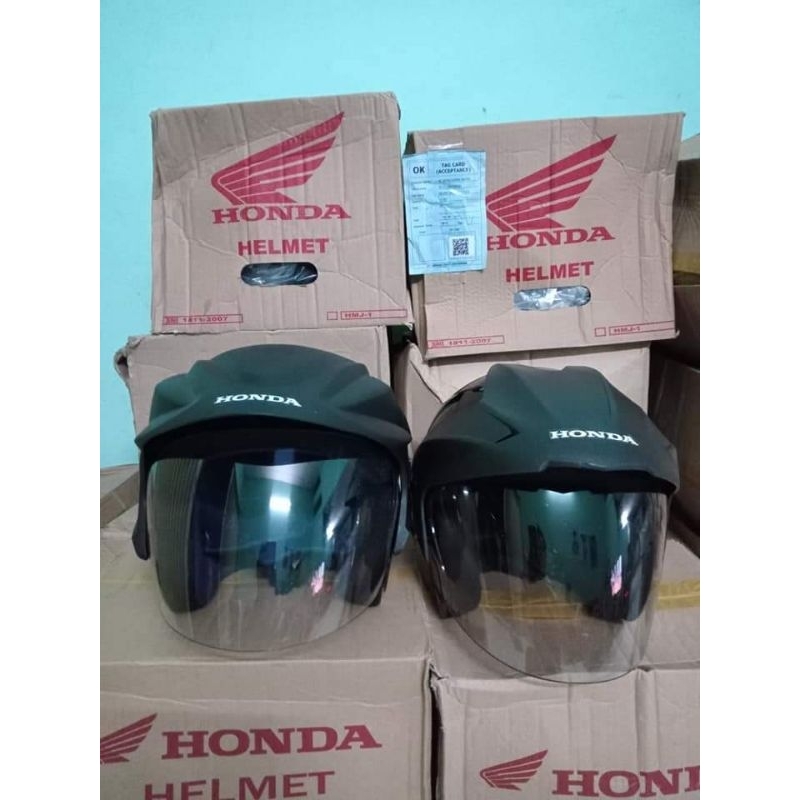 Nón bảo hiểm 3/4 nam nữ  Honda đen bóng