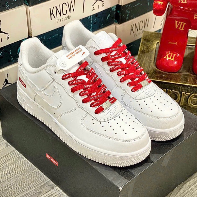 Giày thể thao AF1 Low Trip White Red Supreme/Af1 Full Trắng Dây Đỏ Chuẩn Trung - GL
