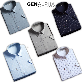 Áo sơ mi nam tay ngắn một túi form rộng  cao cấp vải lụa GENALPHA vải lụa co giãn mềm mịn GEN140