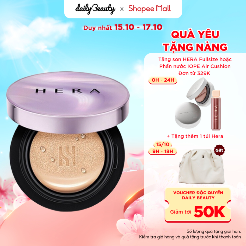 Phấn Nước HERA UV Mist Cushion Cover SPF50+/PA+++ (15g x 2), Cushion FULL SIZE kèm lõi thay thế Daily Beauty Official