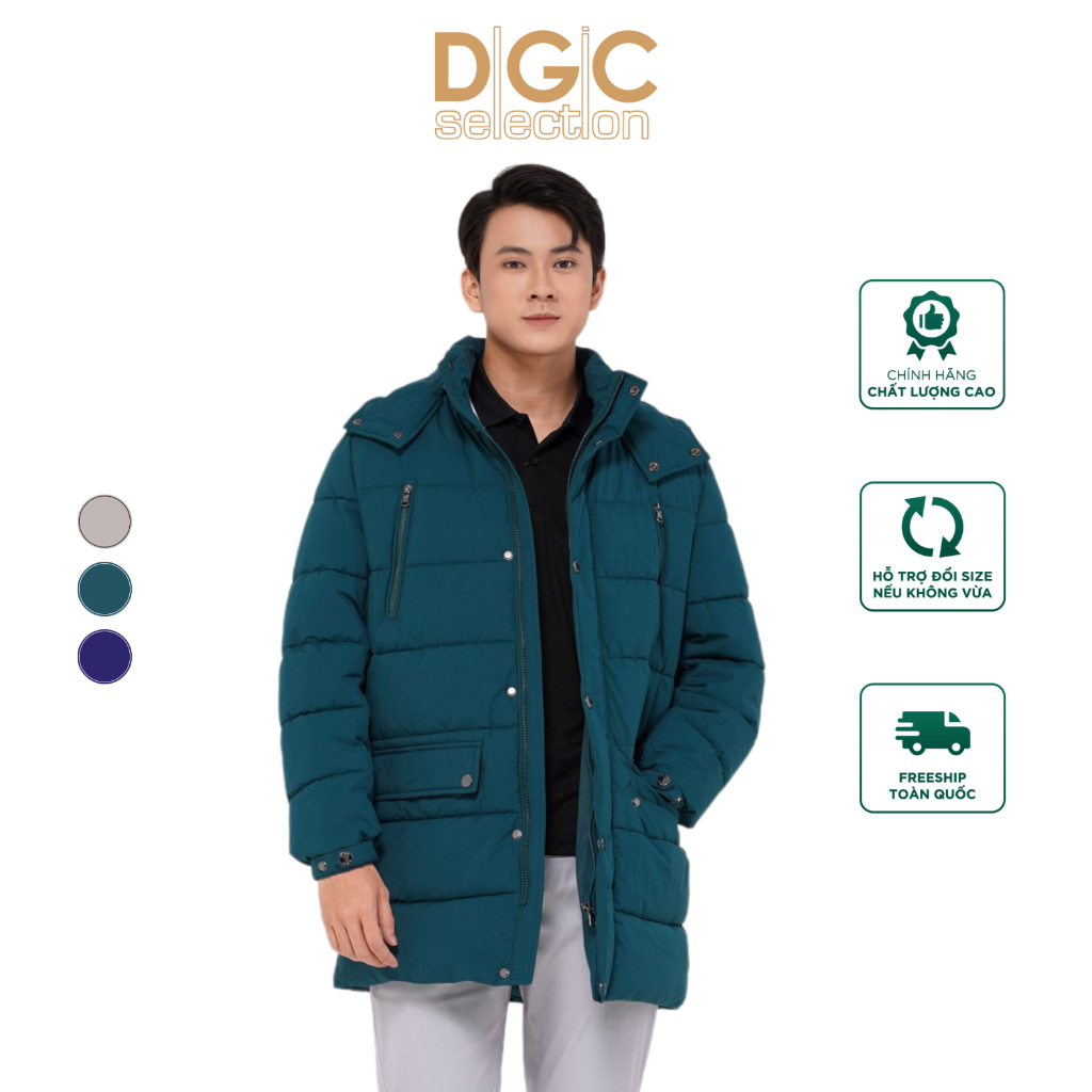 Áo khoác phao nam chống thấm nước dáng lửng DGCs 3 lớp thiết kế chần ngang vải Polyester - WAJKBB13M