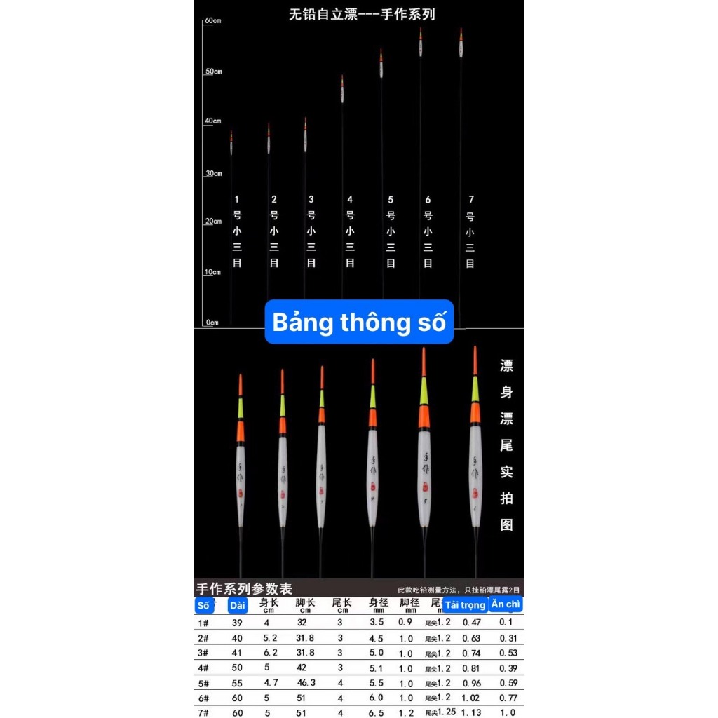 Phao Hố Đấu Tự Cân Chì 3 Nấc Siêu Nhẹ Phao Câu Đài Cao Cấp Chuyên Cá Nhát Mồi