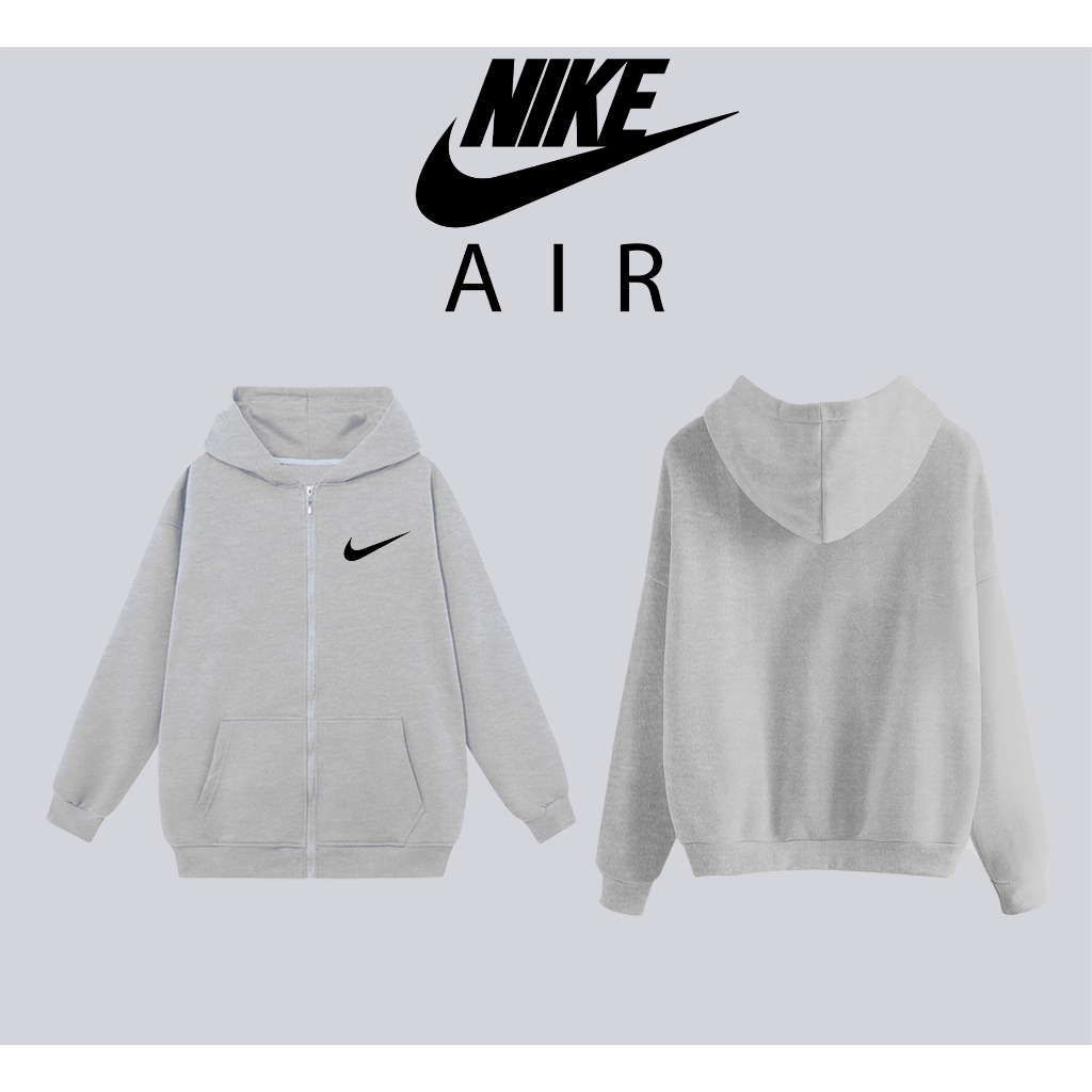 Áo khoác hoodie nike nam nữ mũ 2 lớp nỉ bông cotton dày dặn kéo zip form rộng unisex basic chính hãng