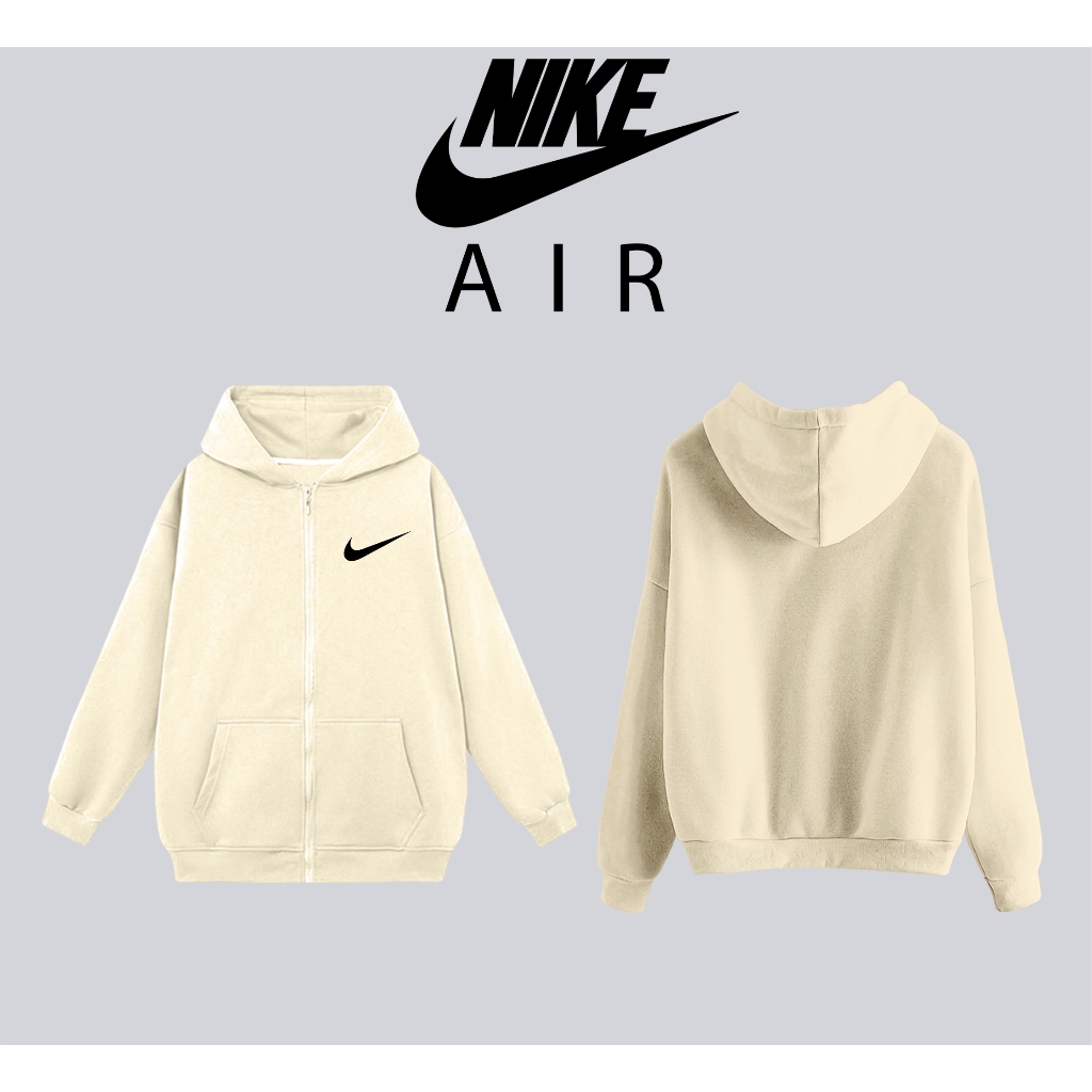 Áo khoác hoodie nike nam nữ mũ 2 lớp nỉ bông cotton dày dặn kéo zip form rộng unisex basic chính hãng