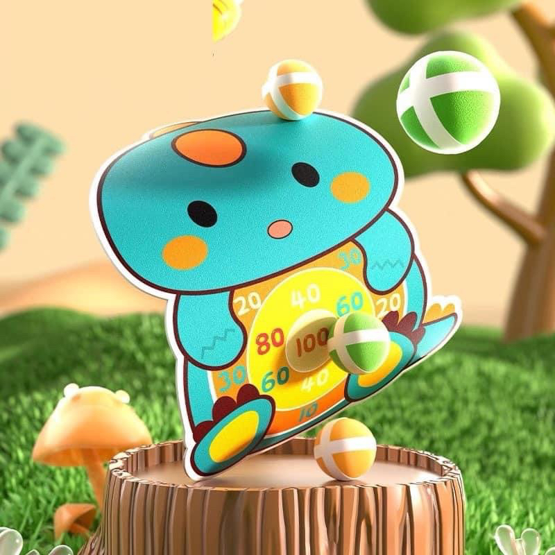 Đồ chơi súng ném bóng dính - kèm bảng phi tiêu khủng long và 6 bóng cho bé