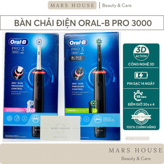 Bàn Chải Điện Oral-B Pro 3000 - Hàng Đức, 3 chế độ, cảm biến áp lực, pin 14 ngày