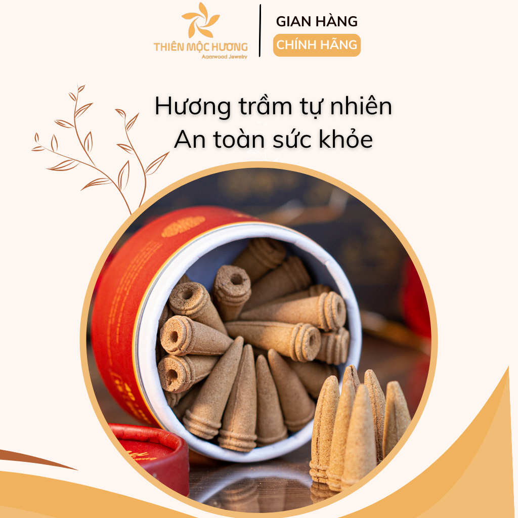 Nụ trầm hương cao cấp tặng 1 thác khói trầm hương khói ngược THIÊN MỘC HƯƠNG hộp 40 nụ 16 năm