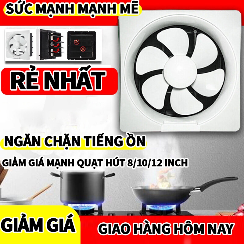 Quạt Tản Nhiệt, Quạt Thông Gió, Máy Hút Mùi,, 6 Cánh Quạt, Size 8/10/12 Inch Quạt hút im lặng nhà bếp/phòng tắm