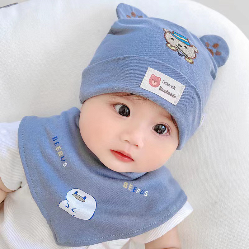 Mũ kèm yếm cổ cho bé mẫu tai gấu