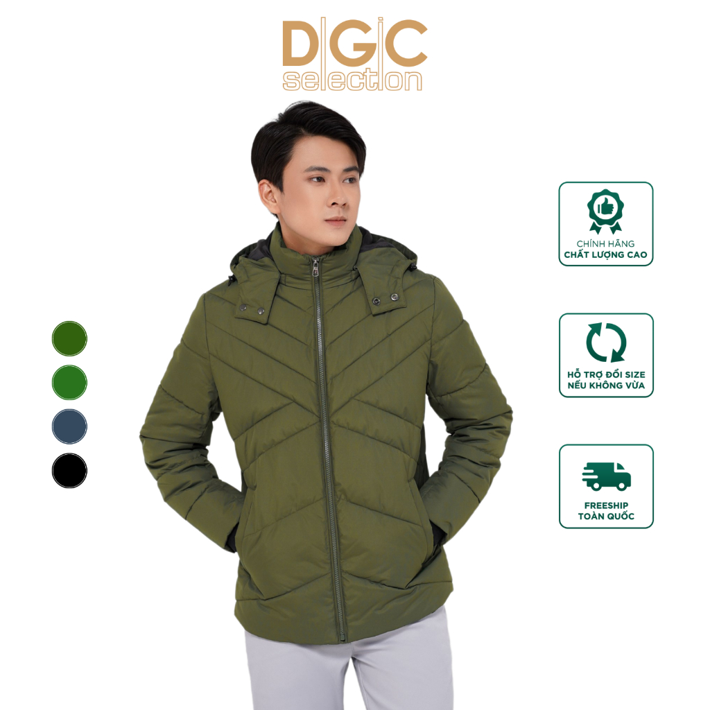 Áo khoác phao nam chống thấm nước DGCs 3 lớp thiết kế chần ngang vải Polyester - WAJKBB05M