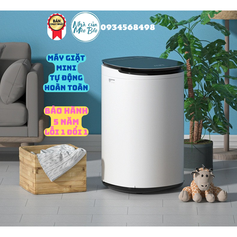 Máy giặt mini tự động 100% cho bé có tia UV khử khuẩn, có khoá trẻ em - Bảo hành 5 năm lỗi 1 đổi 1