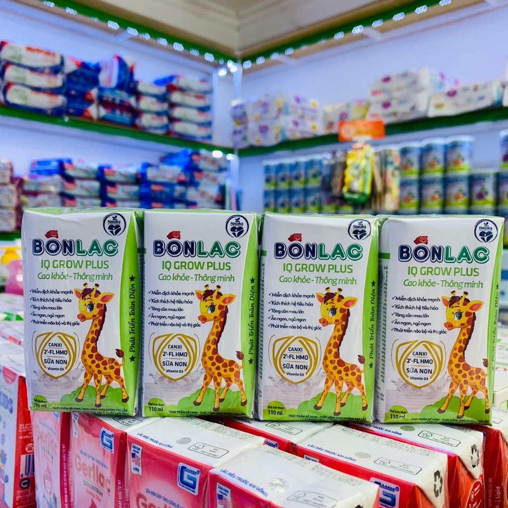 1 VỈ 4 HỘP SỮA PHA SẴN BONLAC IQ GROW PLUS 110ML CAO KHỎE -  THÔNG MINH