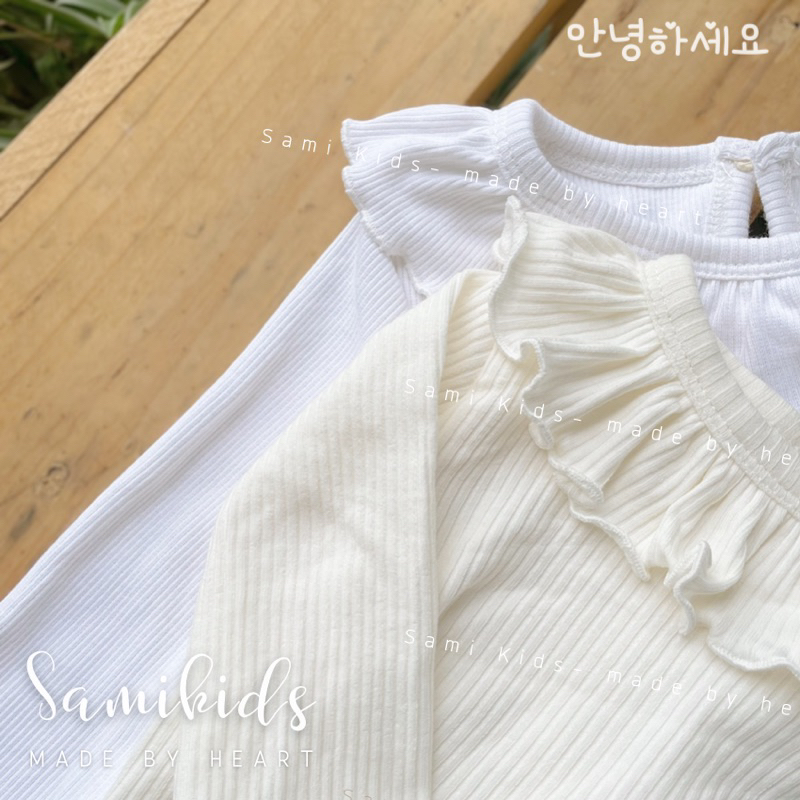 Bộ dài tay cổ bèo cotton gân Hàn cho bé 5-15kg