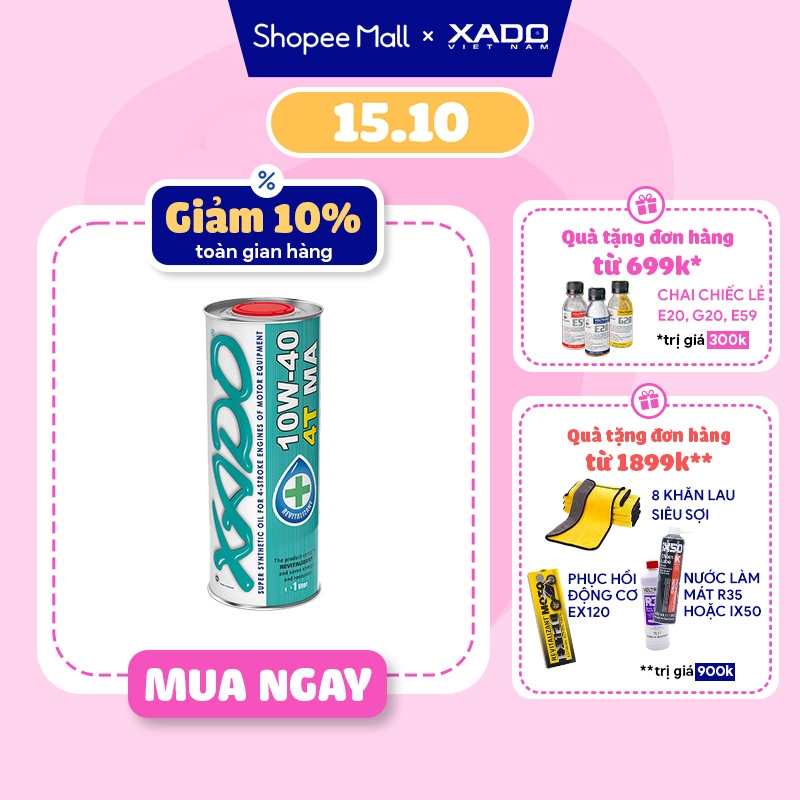 Nhớt nhập khẩu tổng hợp phục hồi nguyên tử XADO atomic oil 10w-40 4t super synthetic (xado 10w40)- Linh Ton Store