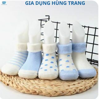 Sét 5 đôi tất len xù cao cổ cho bé sơ sinh
