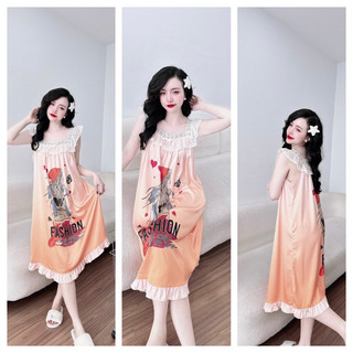 Đầm lụa latin in 5d 40-65kg vừa.