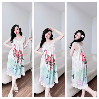 Đầm lụa latin in 5d 40-65kg vừa.
