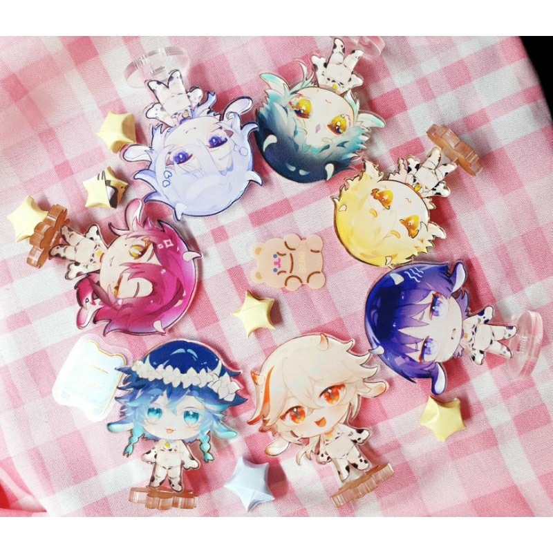 Standee Genshin Impact Bò Sữa single board 4cm bé xinh