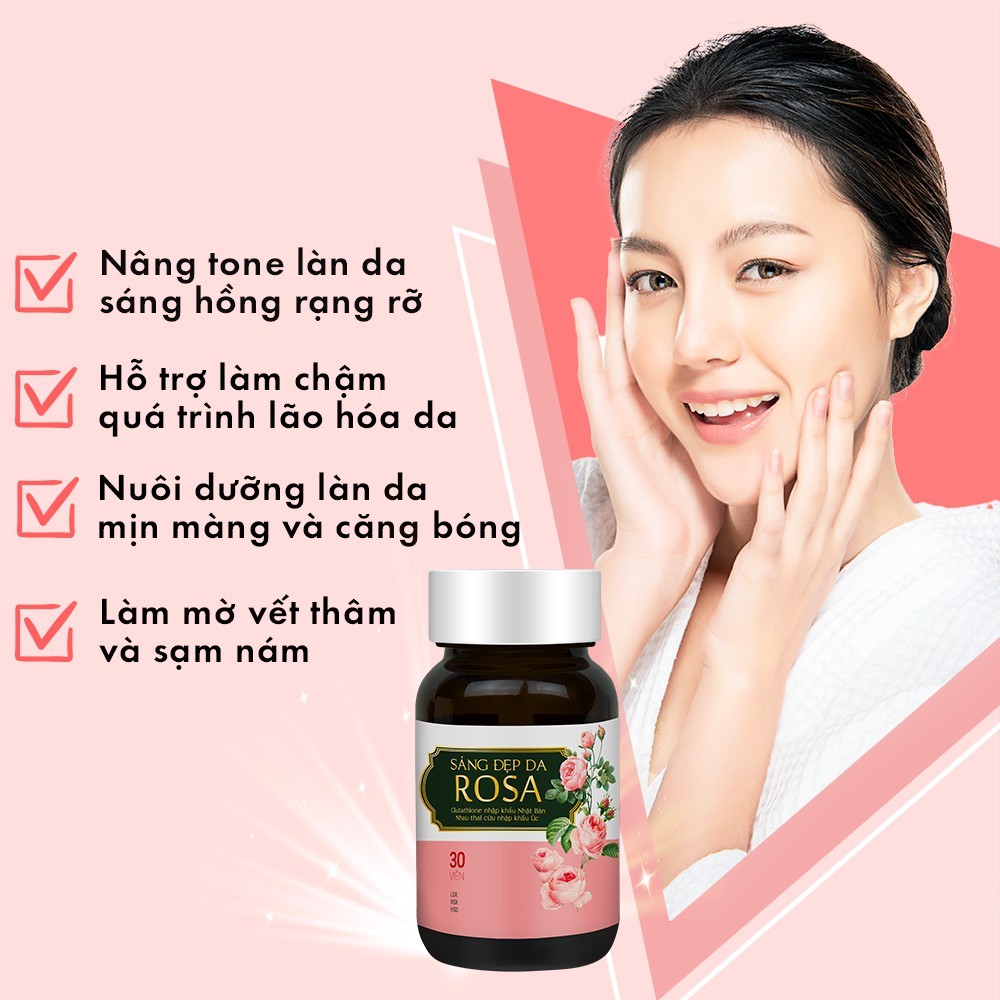 [Date 10.2024] Viên Uống Sáng Da Rosa Oribe Chiết Xuất Nhau Thai Cừu Úc Bổ Sung Collagen Giúp Da Mịn Màng Hộp 30 viên