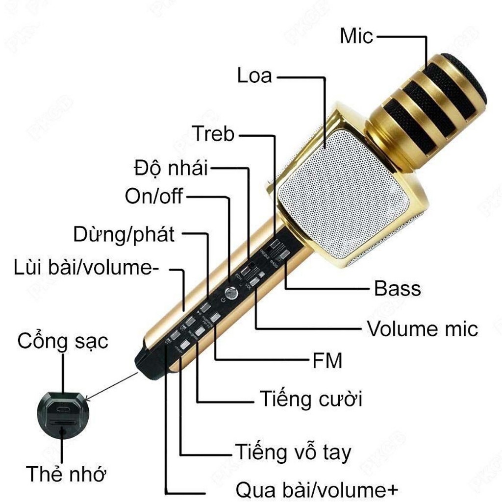 Micro Karaoke Bluetooth SD-17 SD 17 Mic Hát Kèm Loa Âm Thanh Sống Động Âm Hay Tuyệt Đỉnh Chuẩn Bass Tốt